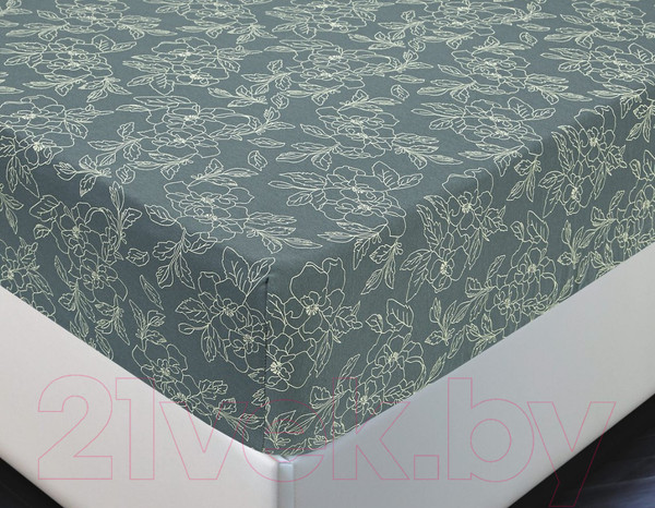 Изображение товара Простыня АртПостель На резинке Цветы зеленые 252 (120x200x20)