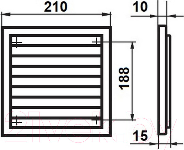 Изображение товара Решетка вентиляционная Семь ветров РВ2-03 (210x210)