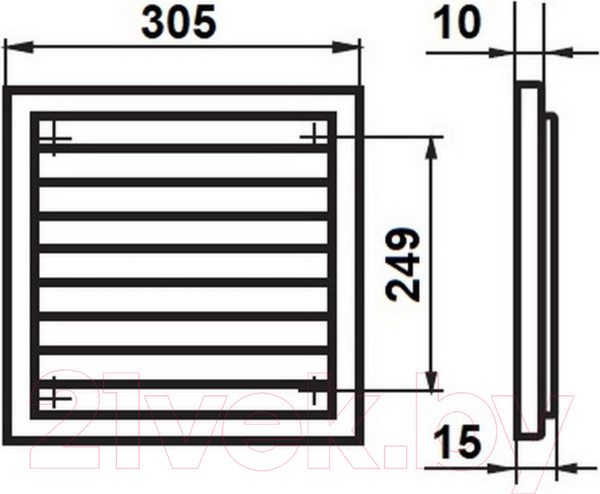 Изображение товара Решетка вентиляционная Семь ветров РВ2-06 (305x305)