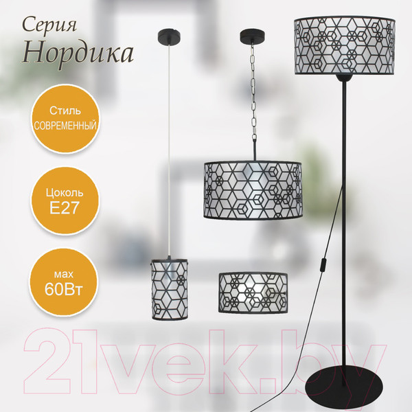 Изображение товара Потолочный светильник Элетех Нордика 211 НСБ 01-60-185 Е27 / 1005405246 (черный муар)