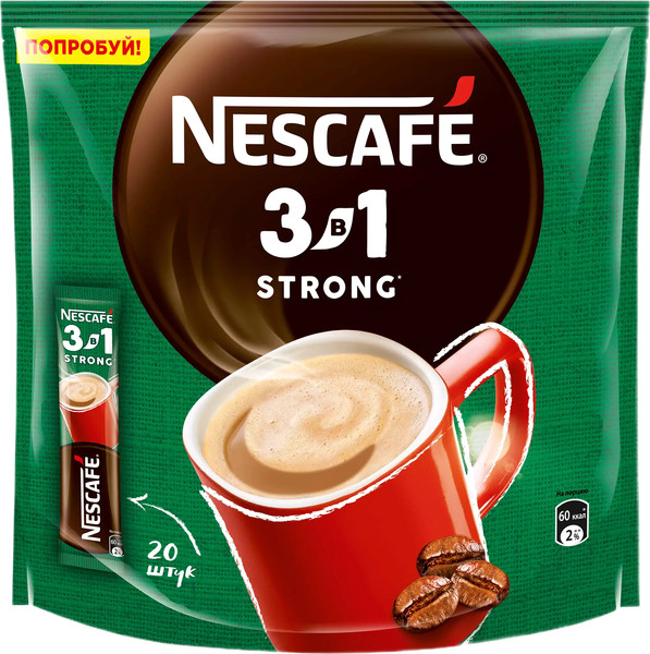 Изображение товара Кофейный напиток Nescafe 3в1 Крепкий (20x14.5г)