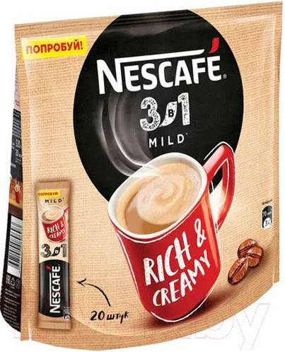 Изображение товара Кофейный напиток Nescafe 3в1 Мягкий (20x14.5г)