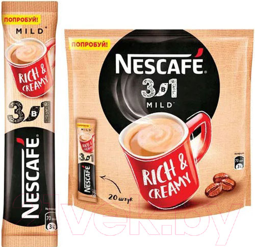 Изображение товара Кофейный напиток Nescafe 3в1 Мягкий (20x14.5г)