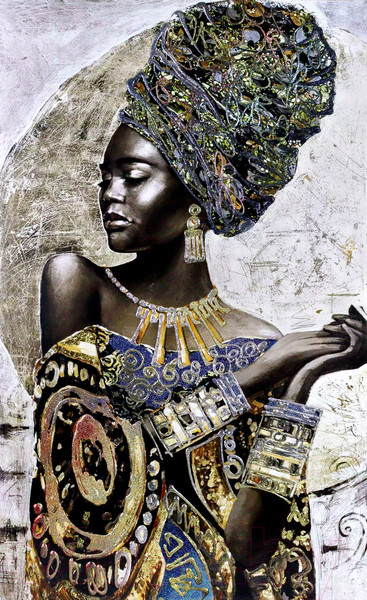 Изображение товара Картина Декарт Африканская девушка 8Л3768 (авторская, вертикальная, на холсте)