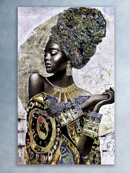Изображение товара Картина Декарт Африканская девушка 8Л3768 (авторская, вертикальная, на холсте)