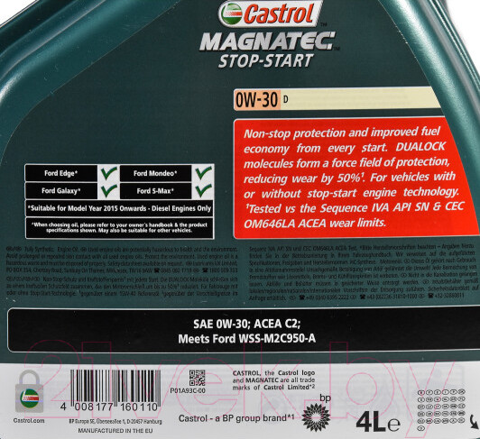 Изображение товара Моторное масло Castrol Magnatec Stopstart D 0W30 (4л)