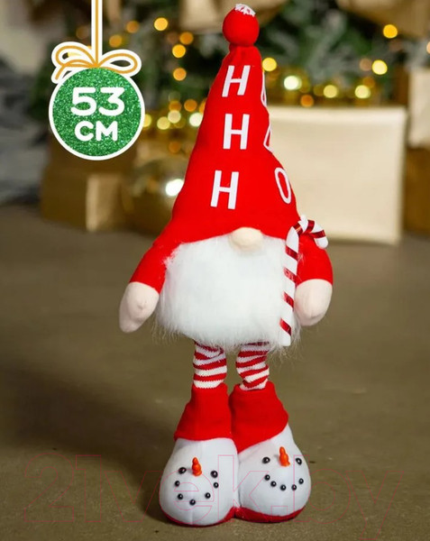 Изображение товара Фигура под елку GrandSiti Гном в красном колпаке и ботиночках со снеговичками / HM2867-53