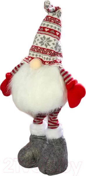 Изображение товара Фигура под елку GrandSiti Гном в полосатом колпаке и серых ботиночках / HM2869-53