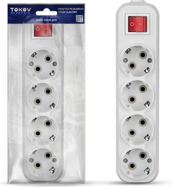 Изображение товара Колодка удлинителя Tokov Electric TKE-C01-KU4-ZV (белый)