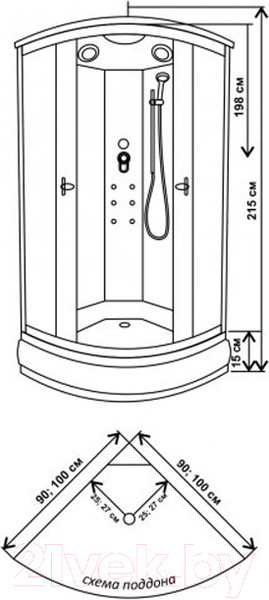 Изображение товара Душевая кабина Водный мир Комфорт ВМ-881 Е 90x90 (черный/тонированное стекло)