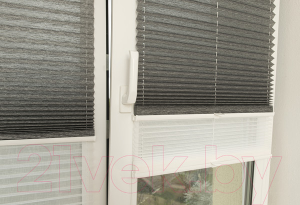 Изображение товара Штора-плиссе Delfa Basic Walnut СПШ-3401/1102 Basic Transparent (43x160, антрацит/белый)