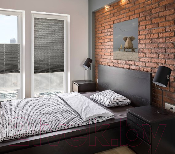 Изображение товара Штора-плиссе Delfa Walnut СПШ-3401/3504 Basic Transparent (62x160, антрацит/белый)