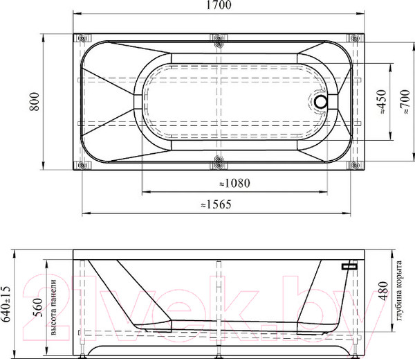 Изображение товара Ванна акриловая Radomir Прованс 170x80 / 1-01-4-0-1-192К