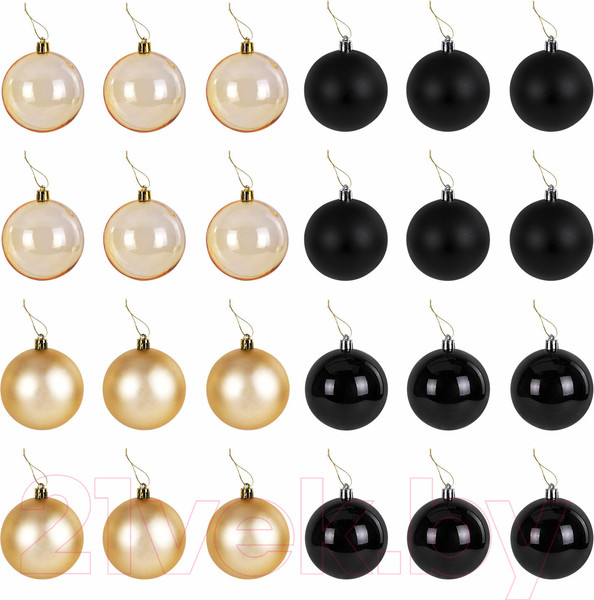 Изображение товара Набор шаров новогодних Золотая сказка Eden Colors / 591979 (24шт, золото/черный)