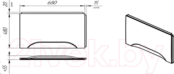 Изображение товара Экран для ванны Radomir Джоанна 140/120x70 L / 2-31-0-1-0-252 (торцевой)