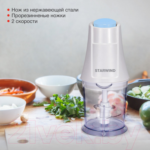Изображение товара Измельчитель-чоппер StarWind SCP1011 (белый/бирюзовый)