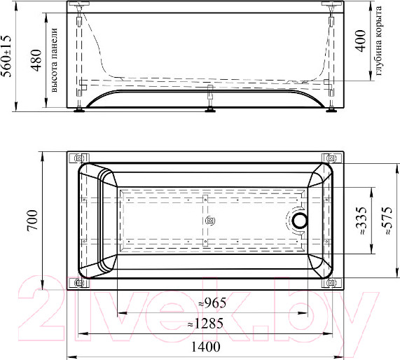 Изображение товара Ванна акриловая Radomir Джоанна 140x70 / 2-01-0-0-1-252Р (с каркасом)