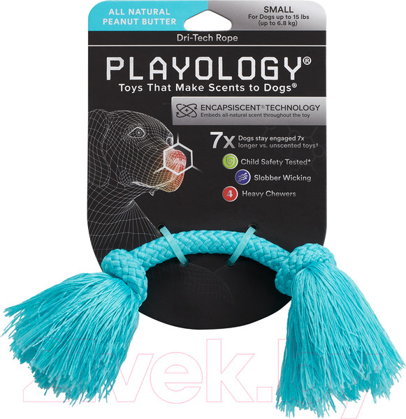 Изображение товара Игрушка для собак Playology Dri-Tech Rope / P3000818 (с ароматом арахиса, маленький,  голубой)