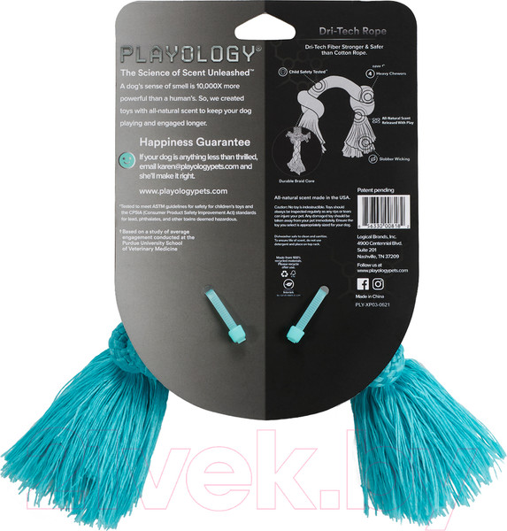 Изображение товара Игрушка для собак Playology Dri-Tech Rope / P3000818 (с ароматом арахиса, маленький,  голубой)