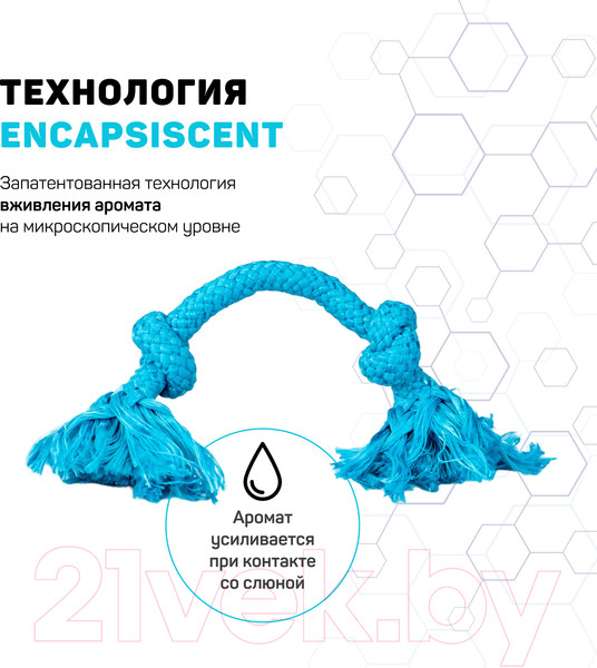 Изображение товара Игрушка для собак Playology Dri-Tech Rope / P3000818 (с ароматом арахиса, маленький,  голубой)