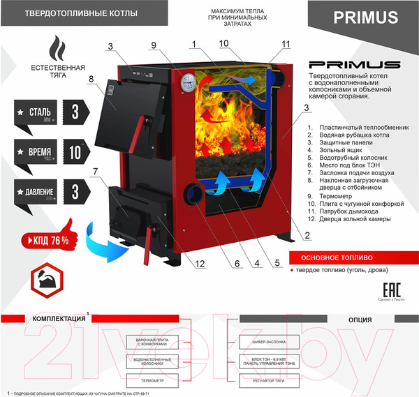 Изображение товара Твердотопливный котел Термокрафт Primus 10 кВт