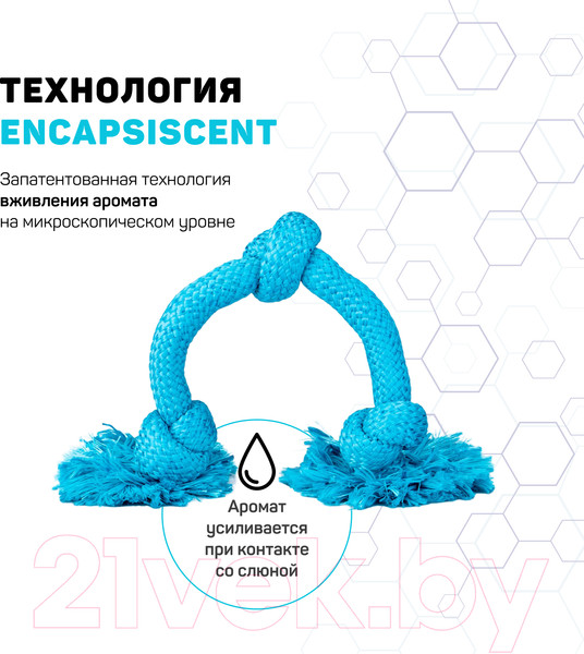 Изображение товара Игрушка для собак Playology Dri-Tech Rope / P3000824 (с ароматом арахиса, большой, голубой)
