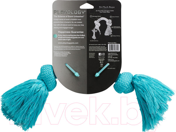 Изображение товара Игрушка для собак Playology Dri-Tech Rope / P3000821 (с ароматом арахиса, средний, голубой)
