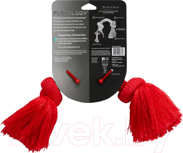 Изображение товара Игрушка для собак Playology Dri-Tech Rope / P300761 (с ароматом говядины, средний, красный)