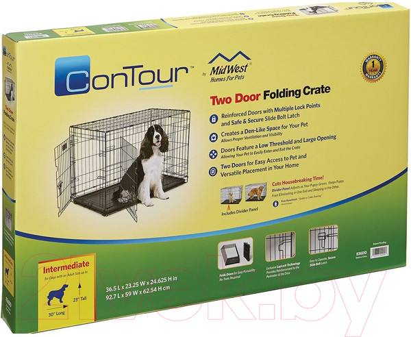 Изображение товара Клетка для животных Midwest Contour для собак 2 двери / 836DD (93x59x62см)