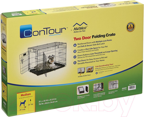 Изображение товара Клетка для животных Midwest Contour для собак 2 двери / 830DD (78x49x54.5см)