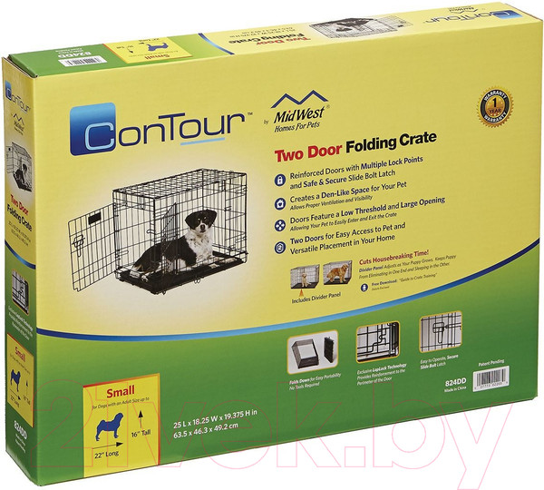 Изображение товара Клетка для животных Midwest Contour для собак 2 двери / 824DD (63x46x49см)