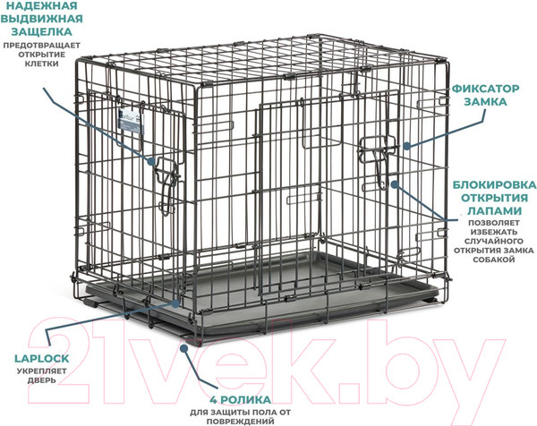 Изображение товара Клетка для животных Midwest Contour для собак 2 двери / 824DD (63x46x49см)