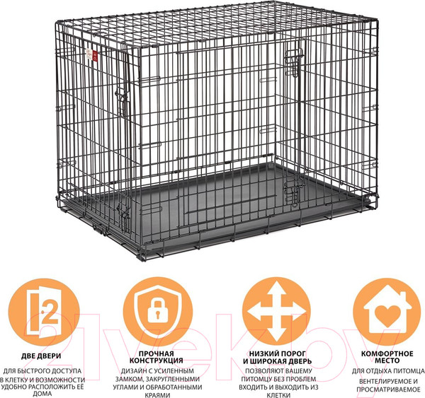 Изображение товара Клетка для животных Midwest Life Stages для собак 2 двери / 1642DD (109x73x77см, черный)