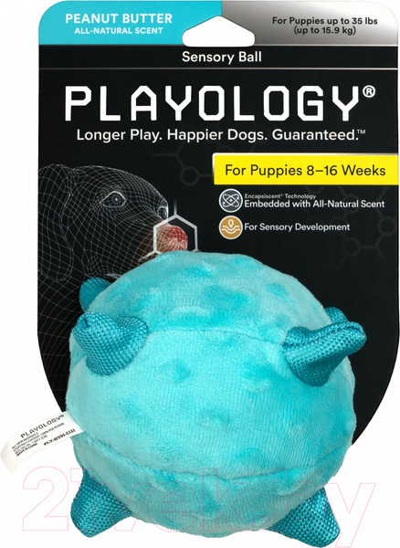 Изображение товара Игрушка для собак Playology Puppy Sensory Ball / P33339 (с ароматом арахиса, голубой)