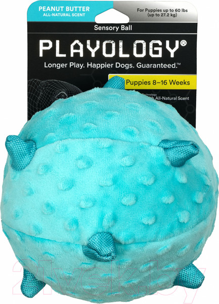 Изображение товара Игрушка для собак Playology Puppy Sensory Ball / P33341 (с ароматом арахиса, голубой)