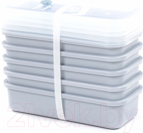 Изображение товара Набор контейнеров Полесье №22 750мл с крышками / 73683 (5шт, дымчатый/прозрачный)