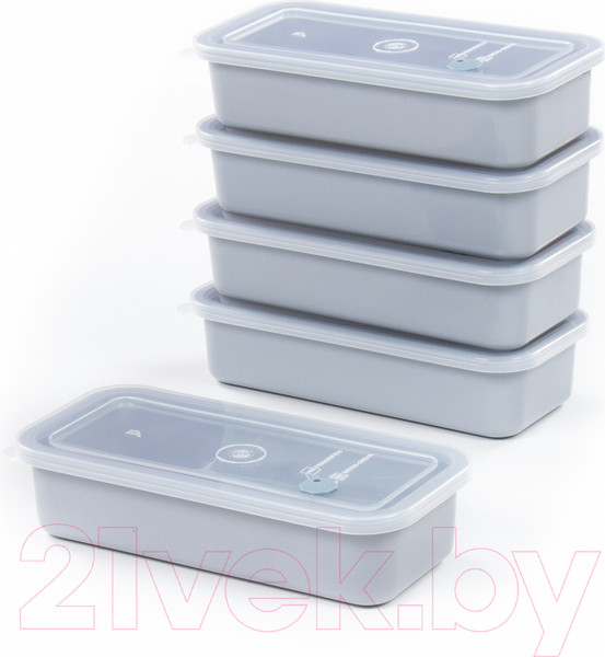 Изображение товара Набор контейнеров Полесье №22 750мл с крышками / 73683 (5шт, дымчатый/прозрачный)