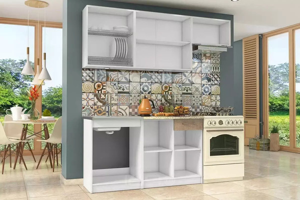 Изображение товара Кухонный гарнитур Stolline Бланка / СТЛ.218.00Р1 (белый/крослайн карамель/крослайн латте)