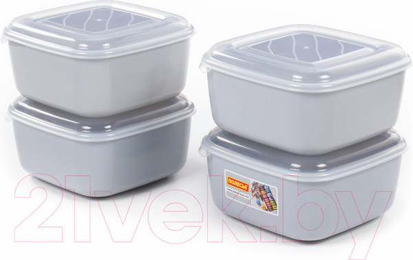 Изображение товара Набор контейнеров Полесье №38 2.4л с крышками / 73751 (4шт, дымчатый/прозрачный)
