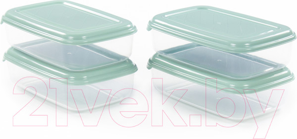 Изображение товара Набор контейнеров Полесье №40 1.6л с крышками / 73782 (4шт, прозрачный/бледно-оливковый)