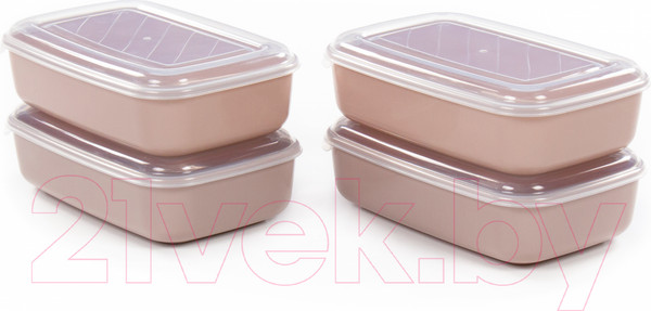 Изображение товара Набор контейнеров Полесье №40 1.6л с крышками / 73805 (4шт, темно-кремовый/прозрачный)