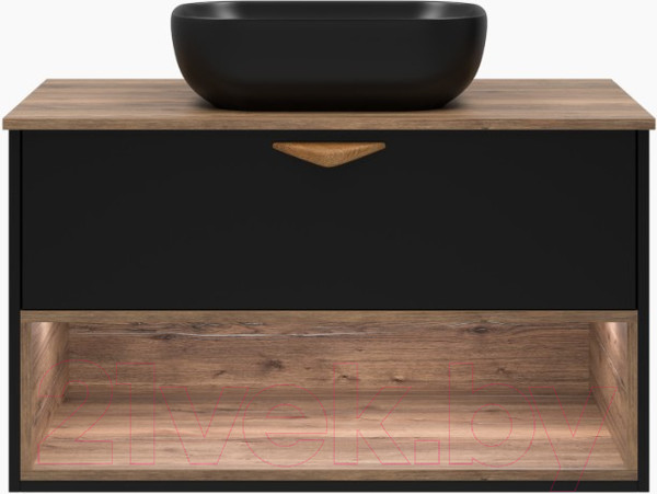 Изображение товара Тумба под умывальник Brevita Bergen 90 / BER-07090-19-02-1Я (черный/темное дерево)