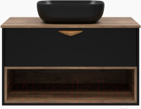 Изображение товара Тумба под умывальник Brevita Bergen 90 / BER-07090-19-02-1Я (черный/темное дерево)