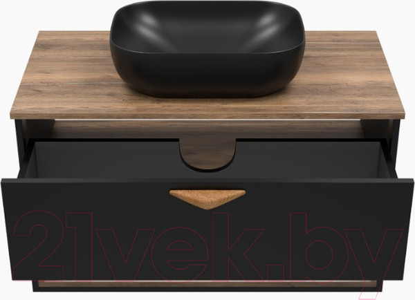 Изображение товара Тумба под умывальник Brevita Bergen 90 / BER-07090-19-02-1Я (черный/темное дерево)