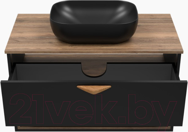Изображение товара Тумба под умывальник Brevita Bergen 90 / BER-07090-19-02-1Я (черный/темное дерево)