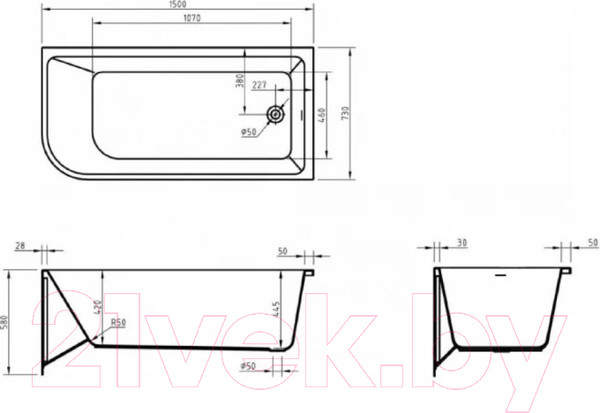 Изображение товара Ванна акриловая BelBagno BB712-1500-730-L