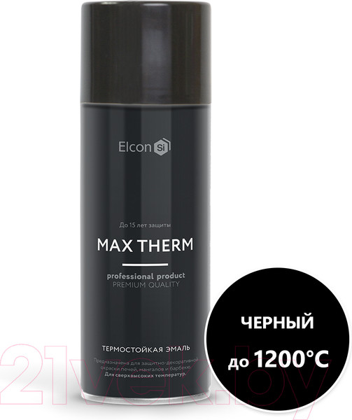 Изображение товара Эмаль Elcon Термостойкая до 1200C (520мл, черный)