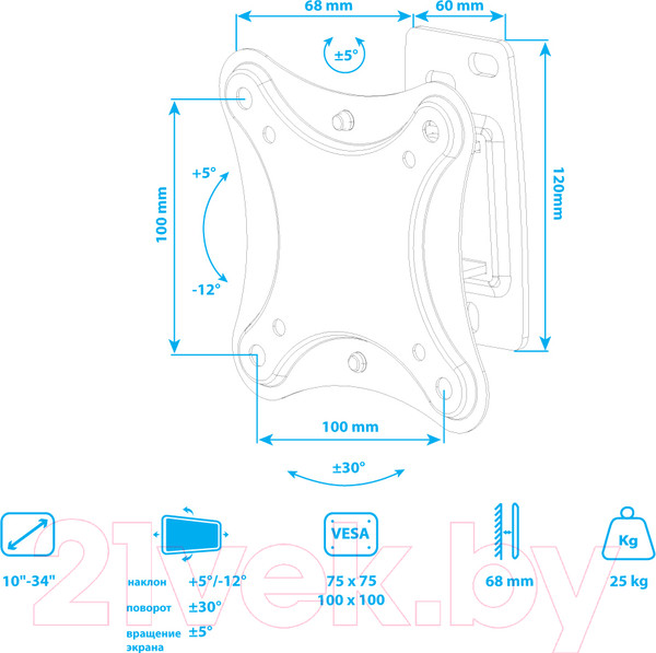 Изображение товара Кронштейн для телевизора Kromax Corbel-1 (черный)