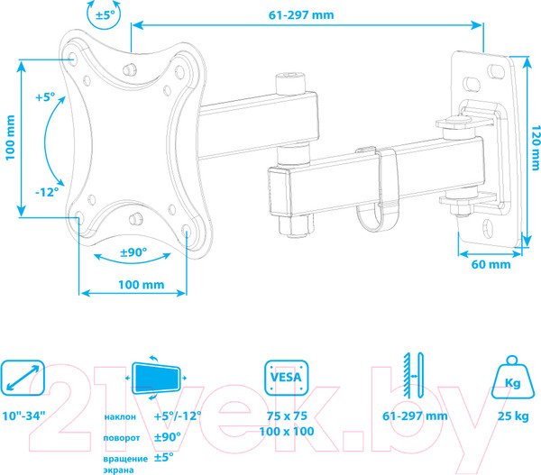 Изображение товара Кронштейн для телевизора Kromax Corbel-3 (черный)