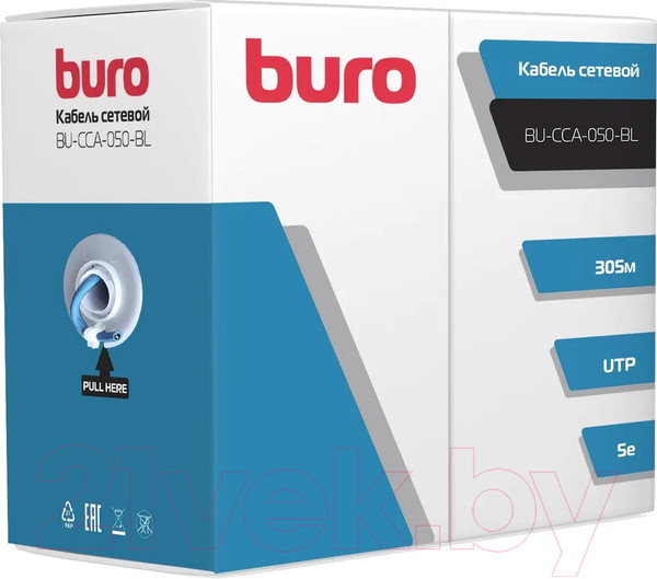 Изображение товара Кабель Buro BU-CCA-050-BL (305м, синий)